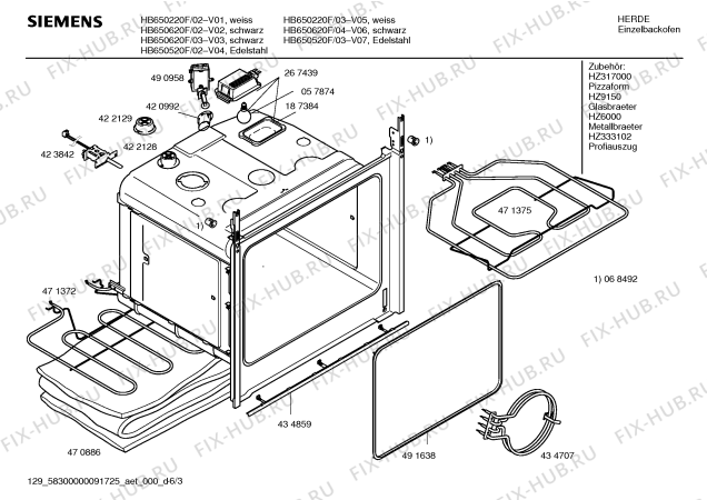 Схема №2 HB650520F с изображением Фронтальное стекло для плиты (духовки) Siemens 00472757