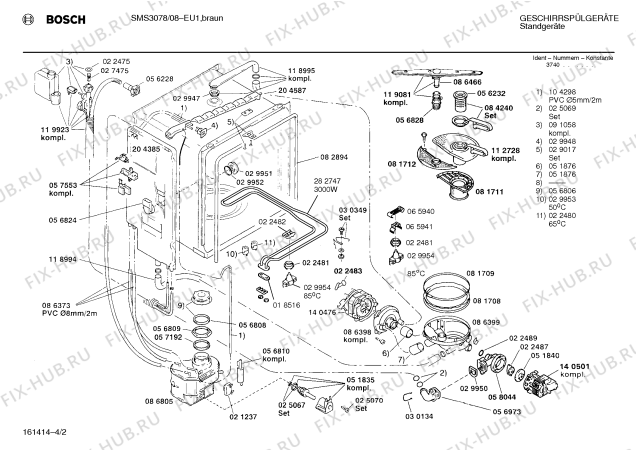 Схема №3 SMS3078 с изображением Панель для посудомойки Bosch 00282266