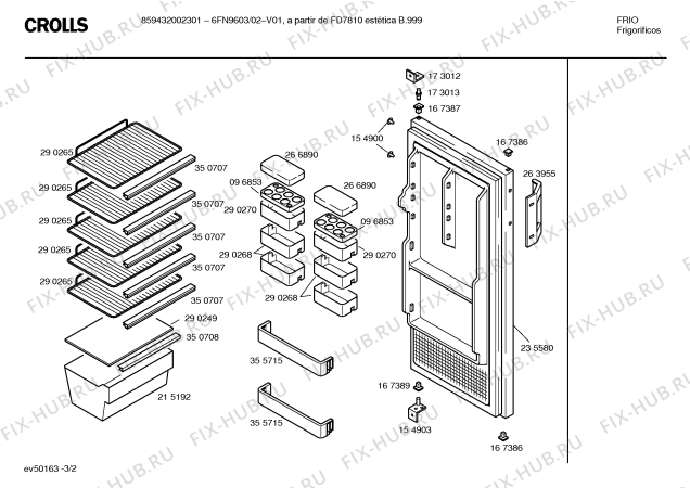Схема №1 6GV9930/01 с изображением Ручка двери для холодильника Bosch 00263955