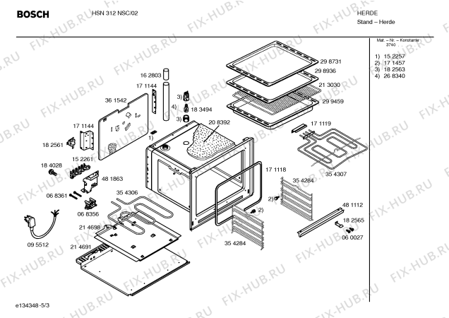 Схема №1 HSN312BSC с изображением Инструкция по эксплуатации для электропечи Bosch 00528562