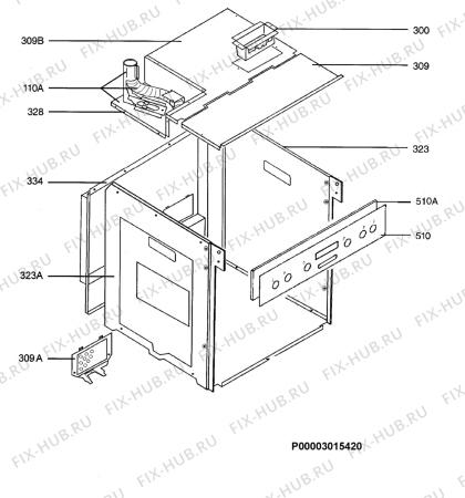 Взрыв-схема плиты (духовки) Aeg Electrolux E4105-7-M - Схема узла Housing 001