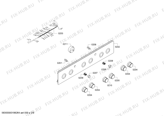 Схема №3 HGG233121R с изображением Панель управления для плиты (духовки) Bosch 00702894