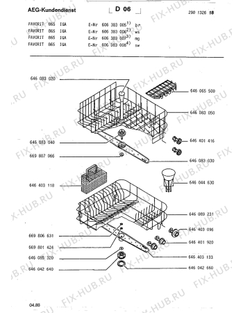 Взрыв-схема посудомоечной машины Aeg FAV865 IGA - Схема узла Baskets, tubes 061