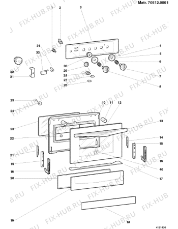 Взрыв-схема плиты (духовки) Indesit KG4400WGU2 (F023065) - Схема узла
