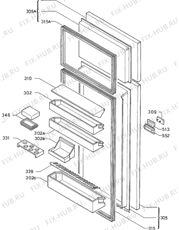 Взрыв-схема холодильника Faure FRI980W - Схема узла Door 003