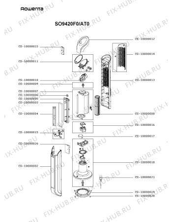 Схема №1 SE9420F0/AT0 с изображением Элемент корпуса для электрообогревателя Tefal CS-10000008