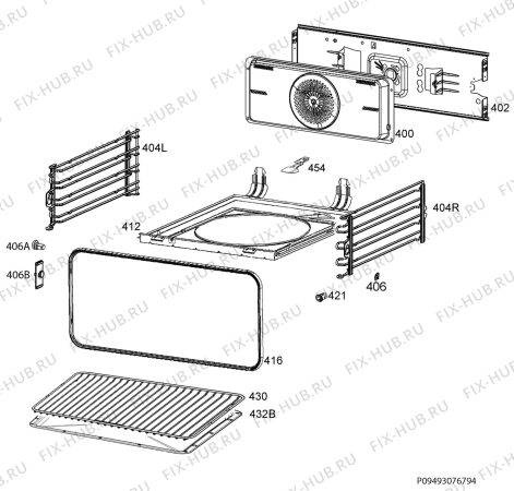 Взрыв-схема плиты (духовки) Electrolux EKM700CW - Схема узла Oven