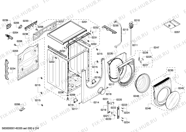 Схема №2 WBB24751IT с изображением Дверь для стиральной машины Bosch 00249432