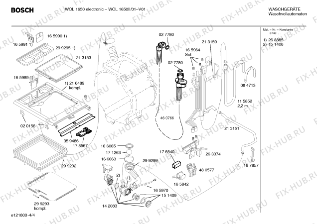 Взрыв-схема стиральной машины Bosch WOL1650II WOL1650 electronic - Схема узла 04