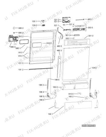 Схема №2 ADPU 7654 WH с изображением Панель управления для посудомоечной машины Whirlpool 481010592669