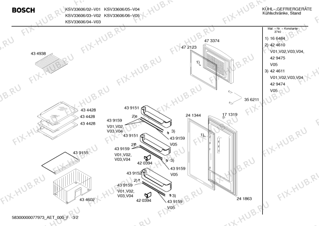 Взрыв-схема холодильника Bosch KSV33606 - Схема узла 02