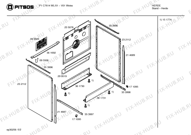 Взрыв-схема плиты (духовки) Pitsos P1C7614WL - Схема узла 02