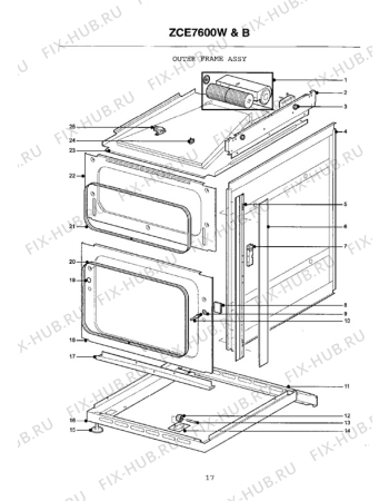 Взрыв-схема плиты (духовки) Zanussi ZCE7600W - Схема узла H10 Outer Frame