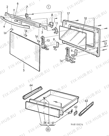 Взрыв-схема посудомоечной машины Electrolux CF6045 - Схема узла H10 Oven Door bi (small)