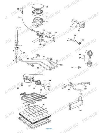 Взрыв-схема плиты (духовки) DELONGHI 8442W Cucina - Схема узла 2