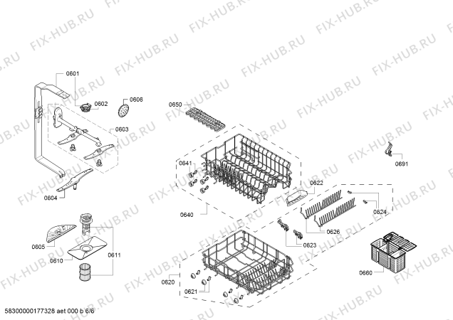 Схема посудомоечной машины Bosch SPS40X92RU, Made in Germany; Aqua Stop - Схема узла 06 Взрыв-схема посудомоечной машины Bosch SPS40X92RU, Made in Germany; Aqua Stop - Схема узла 06