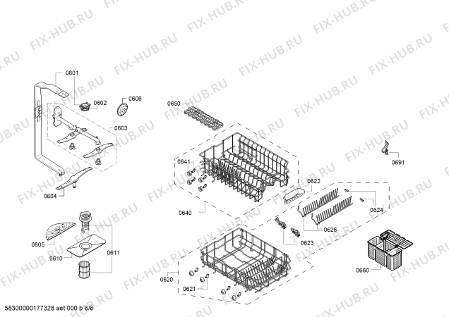 Взрыв-схема посудомоечной машины Bosch SPS40X92RU, Made in Germany; Aqua Stop - Схема узла 06