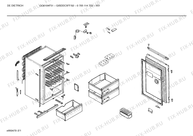 Схема №2 GISDDC2FF GG6104F21 с изображением Емкость для заморозки для холодильника Bosch 00271491