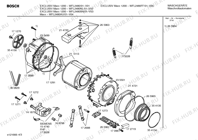 Взрыв-схема стиральной машины Bosch WFL2480FF EXCLUSIV MAXX 1200 - Схема узла 03