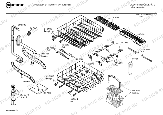 Взрыв-схема посудомоечной машины Neff S4456N3 Art:SI659B - Схема узла 06