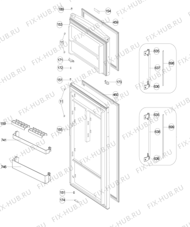 Взрыв-схема холодильника Zanussi ZRT44200SA - Схема узла Door 003