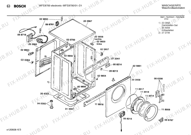 Взрыв-схема стиральной машины Bosch WFE8700 - Схема узла 03