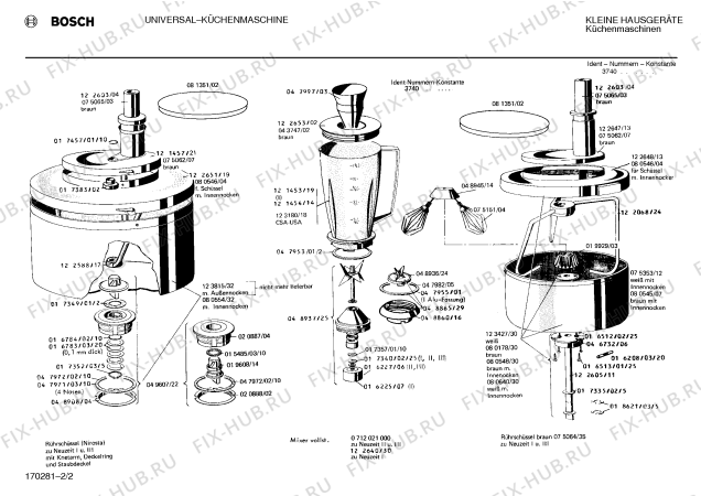Взрыв-схема кухонного комбайна Bosch 0710012101 UMIII - Схема узла 02