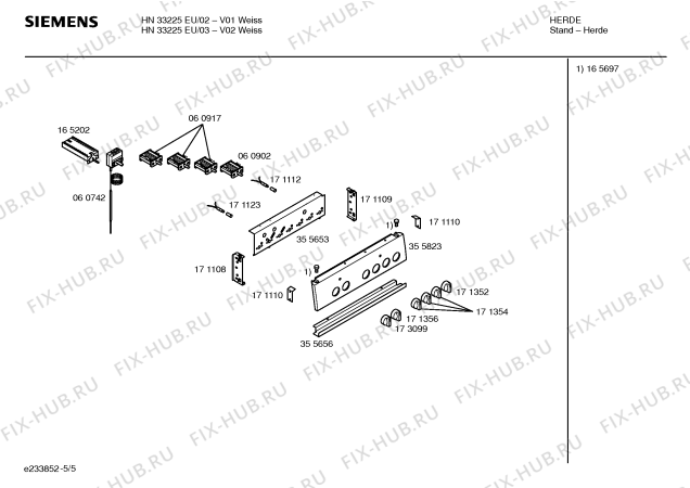 Схема №3 HN33225EU с изображением Панель управления для плиты (духовки) Siemens 00355823
