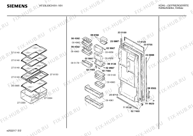 Схема №2 KF15L02 с изображением Декоративная планка для холодильника Siemens 00119130