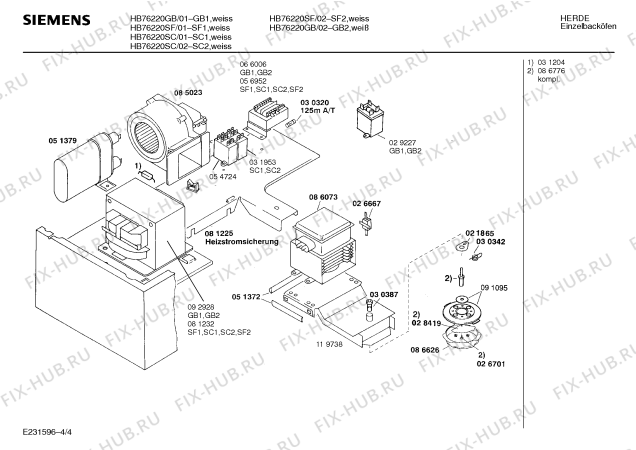 Взрыв-схема плиты (духовки) Siemens HB76220SF - Схема узла 04