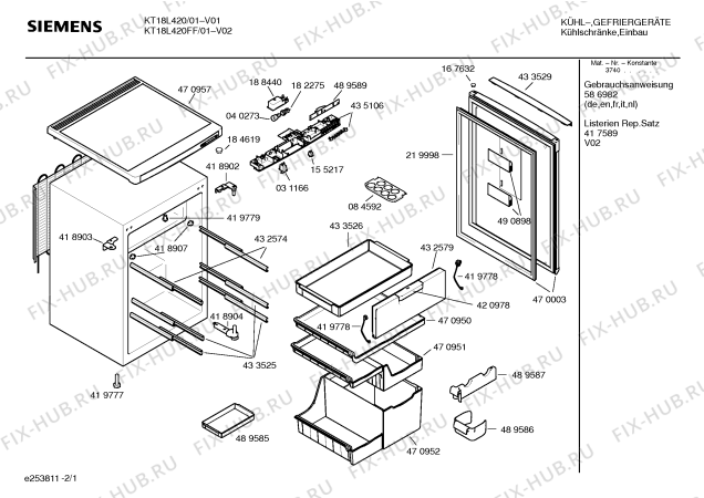 Схема №1 KTL78420 с изображением Кронштейн для холодильной камеры Bosch 00419778