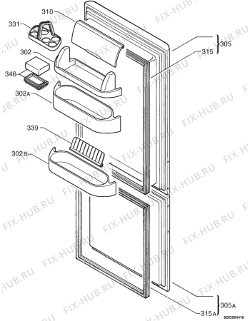 Взрыв-схема холодильника Electrolux ERO2920 - Схема узла Door 003