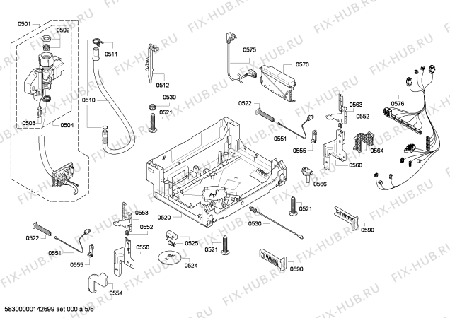 Взрыв-схема посудомоечной машины Bosch SMV47M10EU - Схема узла 05
