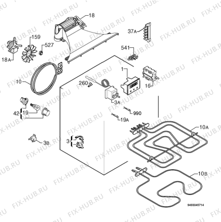 Взрыв-схема плиты (духовки) Privileg 00786976_61330 - Схема узла Electrical equipment 268