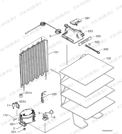 Взрыв-схема холодильника Zanussi ZVR47R - Схема узла Cooling system 017