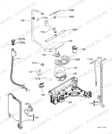 Взрыв-схема посудомоечной машины Husqvarna Electrolux QB6256I - Схема узла Hydraulic System 272