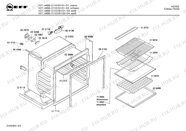 Схема №1 E1101W1 1071.44BB с изображением Инструкция по эксплуатации для духового шкафа Bosch 00516751