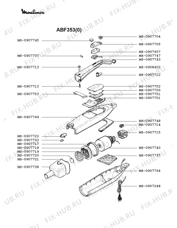 Взрыв-схема пылесоса Moulinex ABF353(0) - Схема узла WP002163.2P2