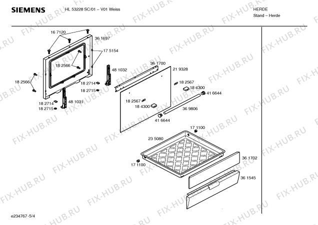 Взрыв-схема плиты (духовки) Siemens HL53228SC - Схема узла 04