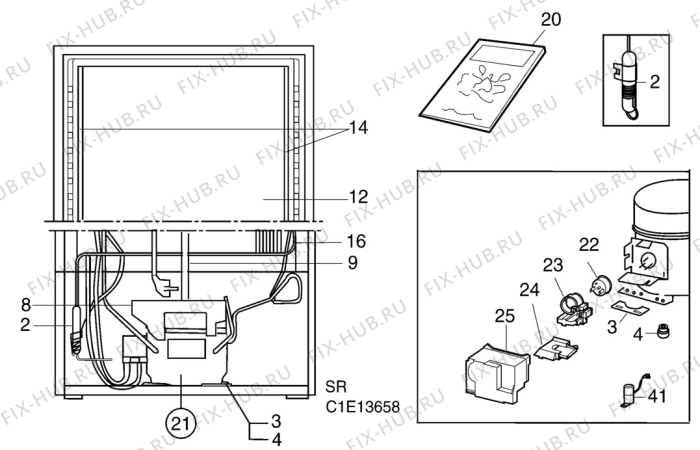 Взрыв-схема холодильника Electrolux AR8393C - Схема узла C10 Cold, users manual