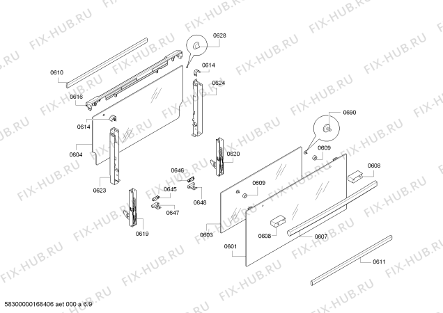 Схема №4 U15E52S3GB с изображением Панель управления для плиты (духовки) Bosch 00744067