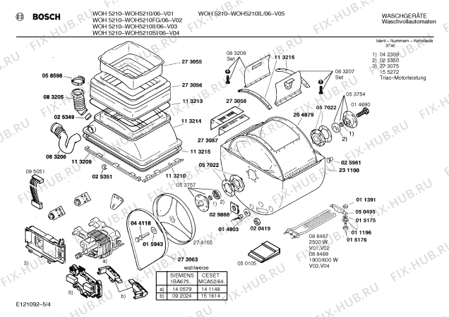 Схема №2 WOH5710FG WOH5710 с изображением Инструкция по эксплуатации для стиралки Bosch 00514751