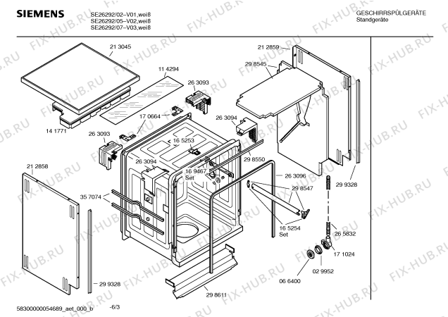 Взрыв-схема посудомоечной машины Siemens SE26292 - Схема узла 03