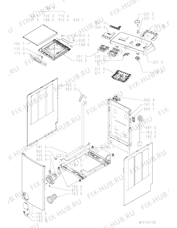 Схема №2 ITWA 51052 W (UA) с изображением Декоративная панель для стиралки Whirlpool 481010745840