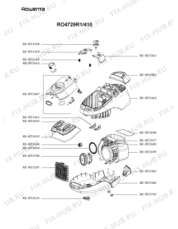 Схема №2 RO4729R1/410 с изображением Крышка для пылесоса Rowenta RS-RT3407
