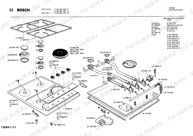 Схема №1 0750342162 NET313W с изображением Панель для электропечи Bosch 00116179