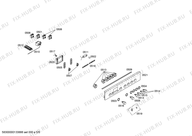 Схема №1 HLN433052E с изображением Панель управления для духового шкафа Bosch 00671123