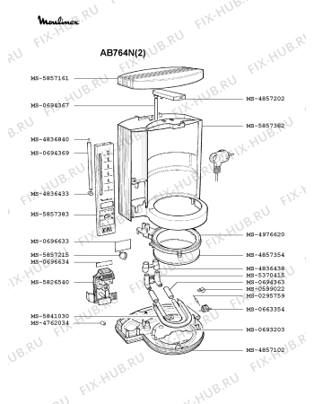 Взрыв-схема кофеварки (кофемашины) Moulinex AB764N(2) - Схема узла ZP001457.9P2