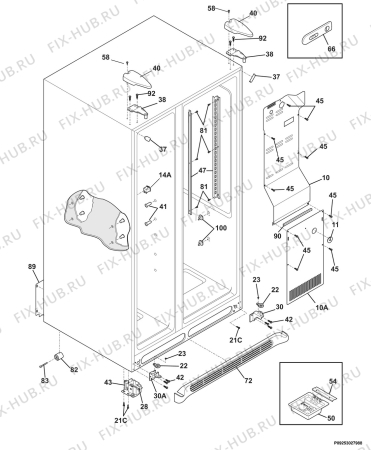 Взрыв-схема холодильника Electrolux ERL6296XX3 - Схема узла Housing 001