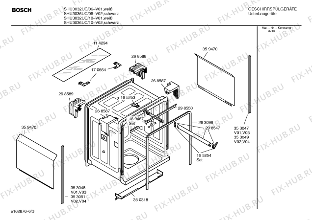 Схема посудомоечной машины Bosch SHU3036UC SANI WASH; REGULAR WASH; ECONO WASH - Схема узла 03 Взрыв-схема посудомоечной машины Bosch SHU3036UC SANI WASH; REGULAR WASH; ECONO WASH - Схема узла 03